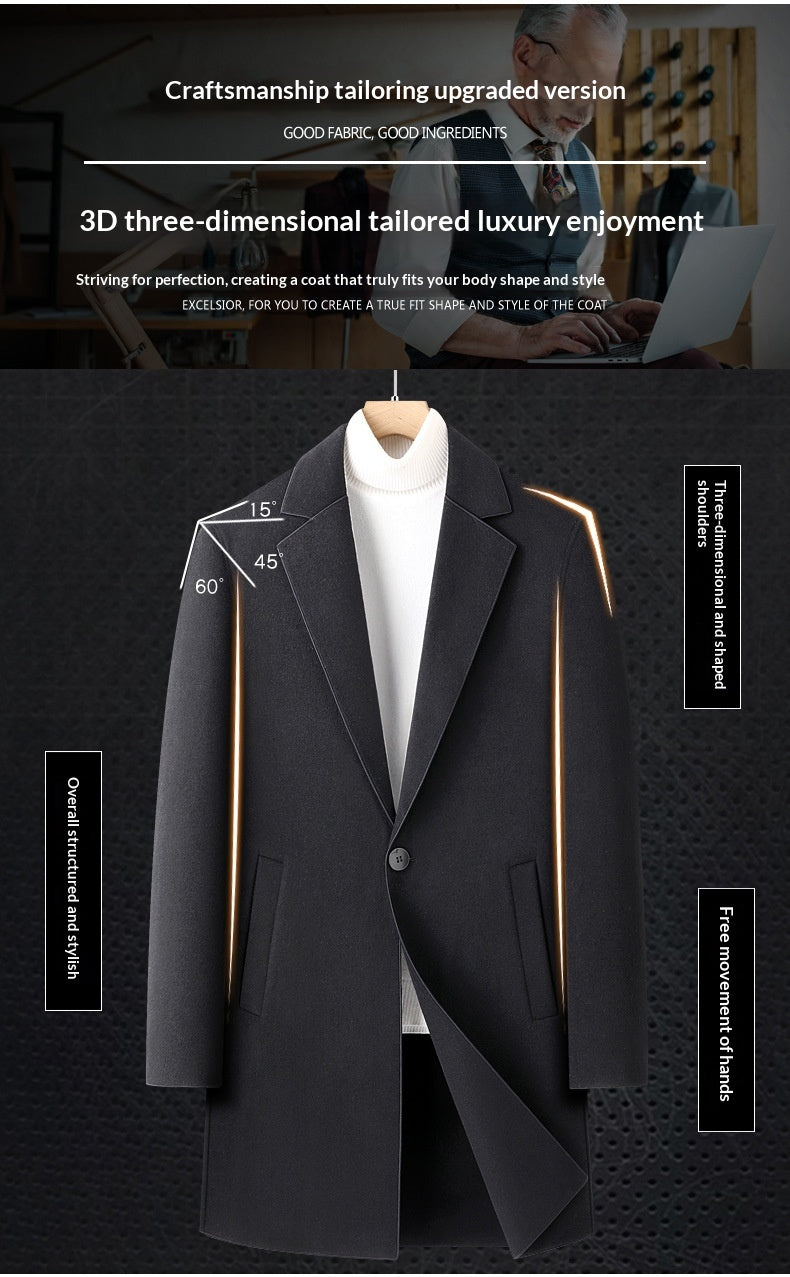 Autumn And Winter Men's Wool Double-faced Overcoat