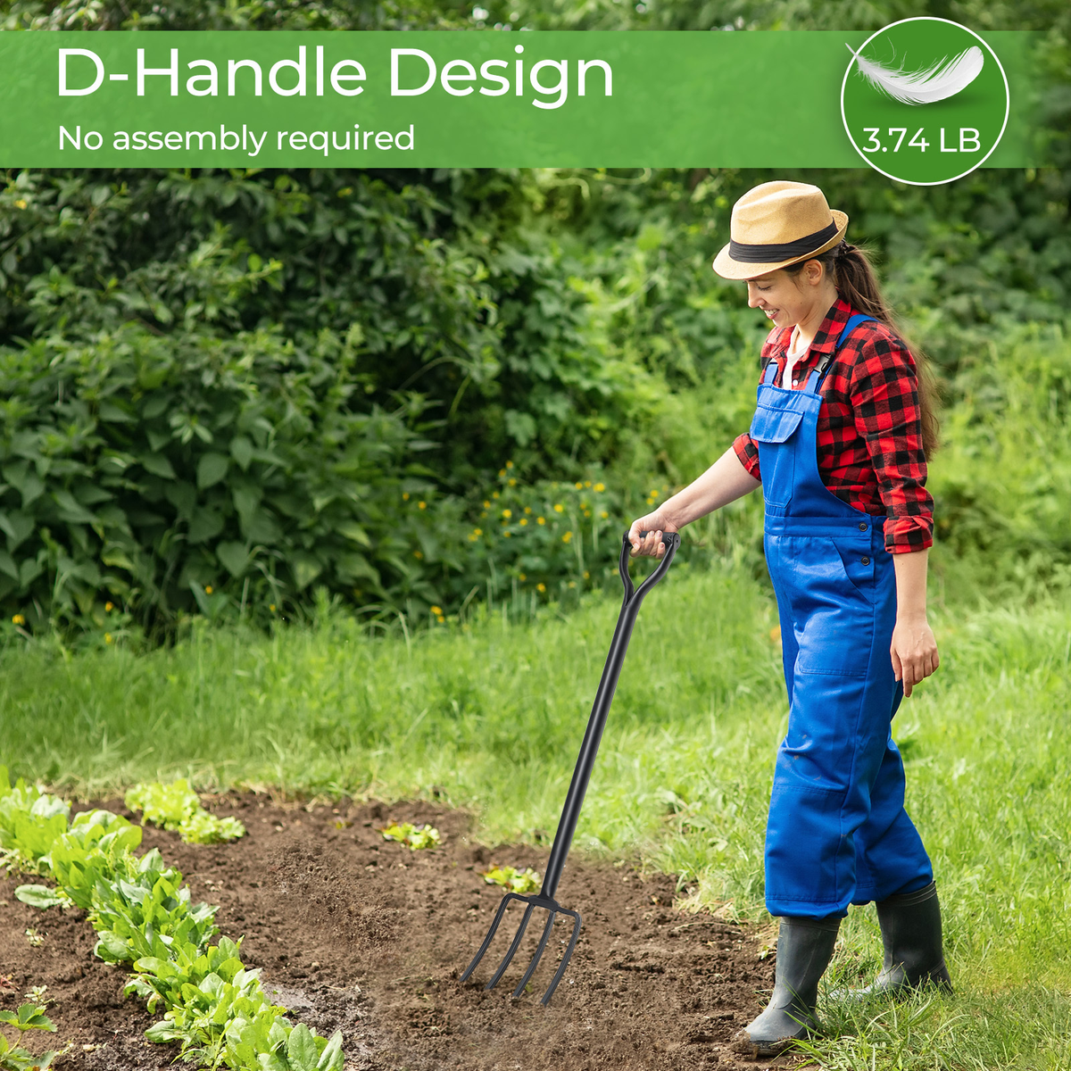 Four-Tine Garden Spading Fork with 42-Inch Shaft, D-Shaped Grip and Black Metal Construction — image 5