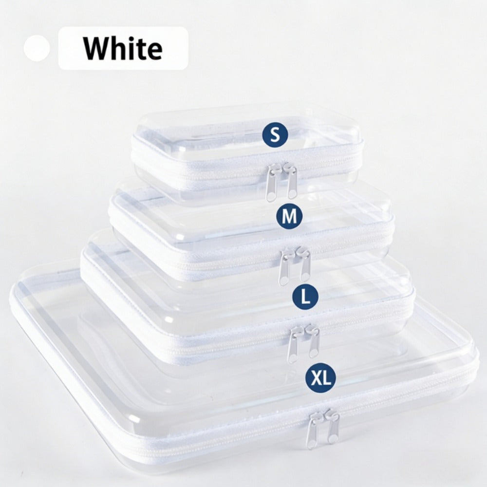 Four-Piece Storage Organizer Set with Clear Zipper Cases in S, M, L and XL Sizes and Four Trim Colors — image 7