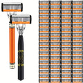 Double Edge Safety Razor Set for Men with 2 Handles & Stainless Steel Replacement Blades – Barber-Quality Close Shave Manual 