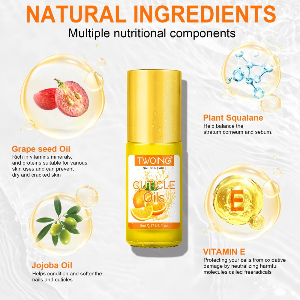 Cuticle Oil Set 6 Scents with Jojoba Oil Grape Seed Oil & Vitamin E – Paraben-Free Plant-Based Daily Nail Treatment for Dry D