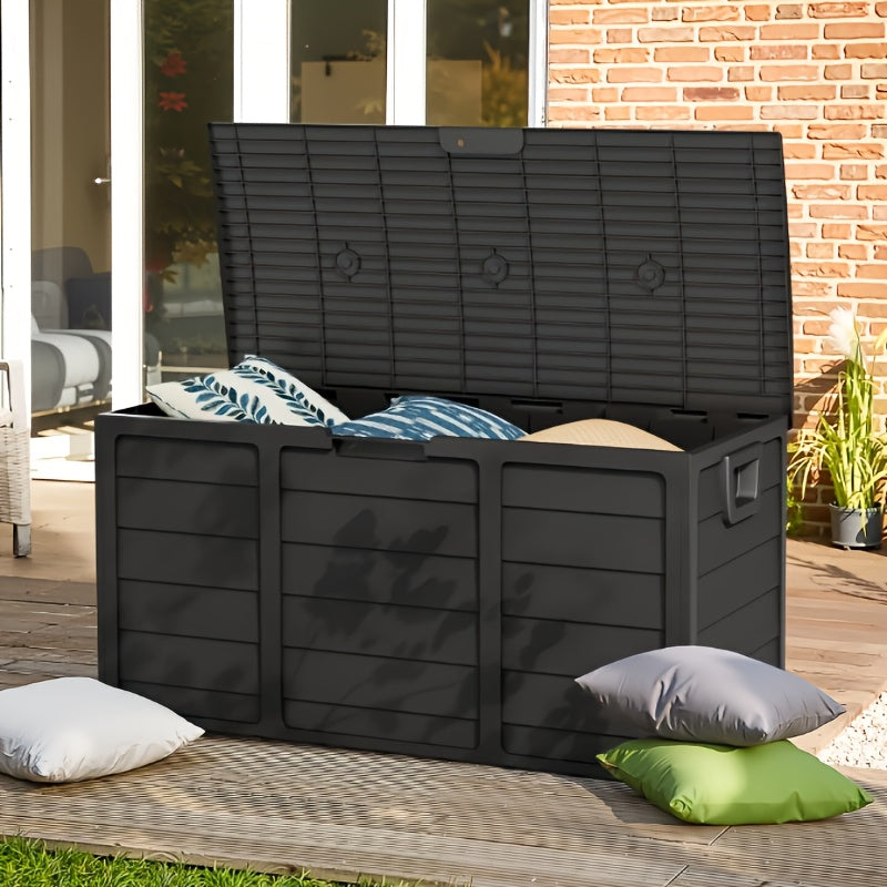 75-Gallon Low-Profile Outdoor Storage Box in Black with Hinged Lid, Side Handles and 41.4 x 18 x 21.3-Inch Size — image 2