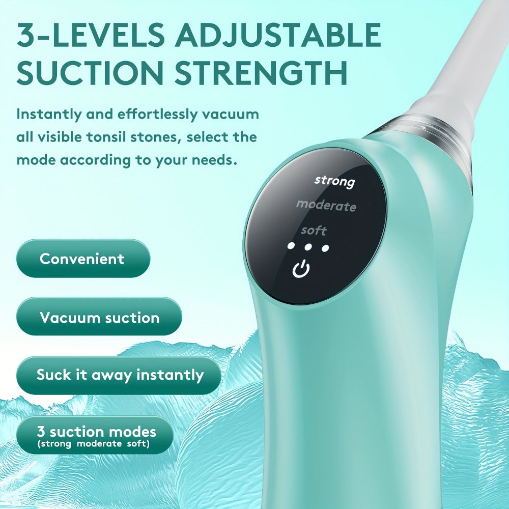 Tonsil Stone Remover Electric Vacuum Kit with LED Light – 3 Suction Modes 5X Magnifying Mirror Oral Irrigator Safe Gentle Ton