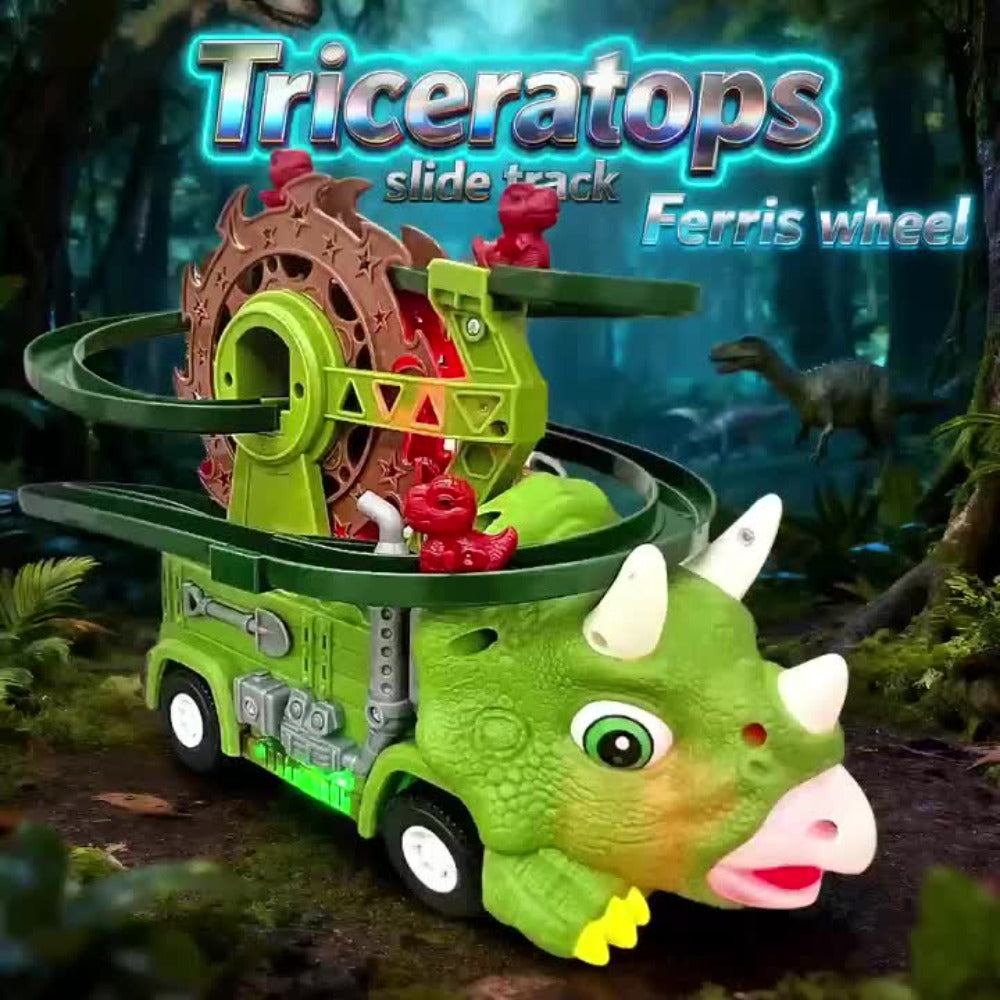 Toddler Dinosaur Track Set Orbital Triceratops Electric Stair Slide Roller Coaster Toy with Music and Lights — image 13
