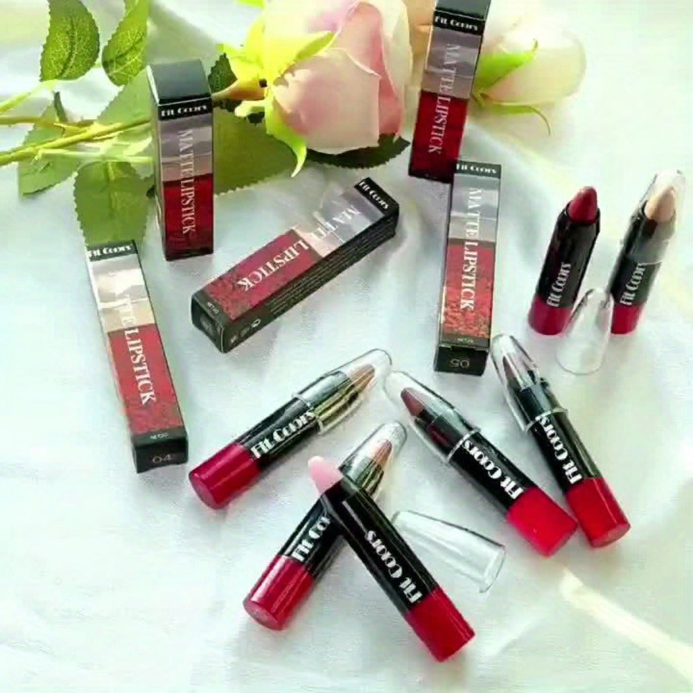 Squalane Crayon Lipstick Set 6 Pcs, Matte & Glossy Lip Pencil with Volumizing Formula, Easy Color Lip Liner for All Skin Type