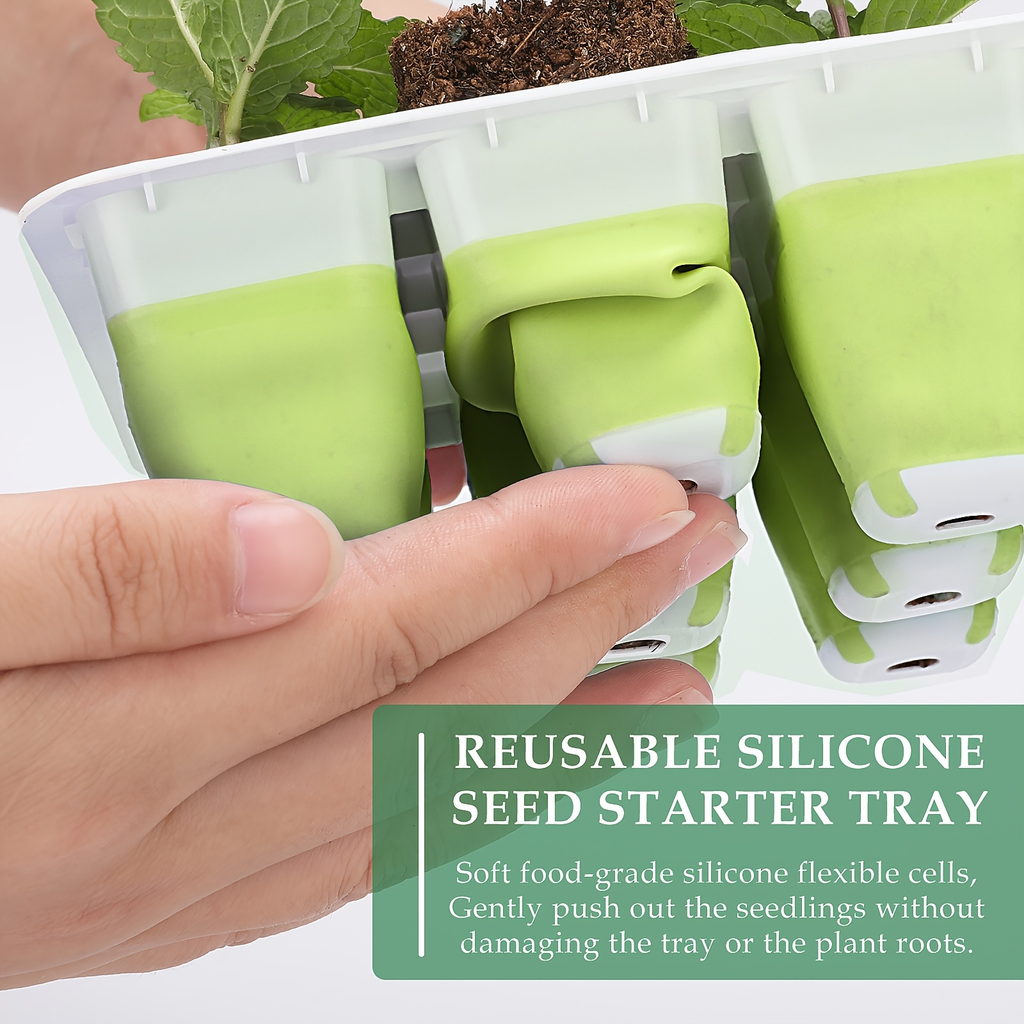 Seed Starting Tray with Flexible Pop-Up Units | Easy Transplant No Root Damage | Optimal Drainage | Reusable Seedling Tray 2p