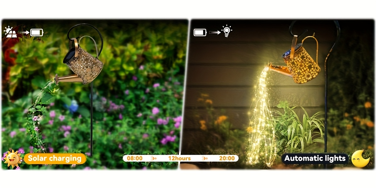 Solar Garden Light Watering Can Stake with Warm White Cascading LEDs, IP44 Rating and Hanging Bracket — image 9