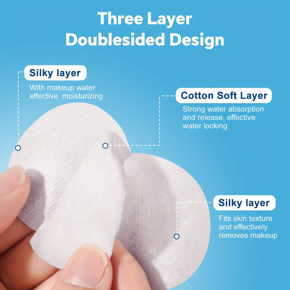 Makeup Remover Pads 600 Count Soft Hypoallergenic Lint-Free Cotton Rounds 360 Locking Edge Unscented Absorbent Disposable Fac