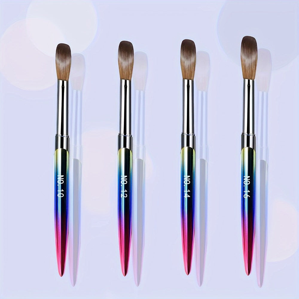Kolinsky Acrylic Nail Brush Set 4Pcs – Sizes 10 12 14 16 for Acrylic Powder Application, Nail Extensions & 3D Nail Art Carvin