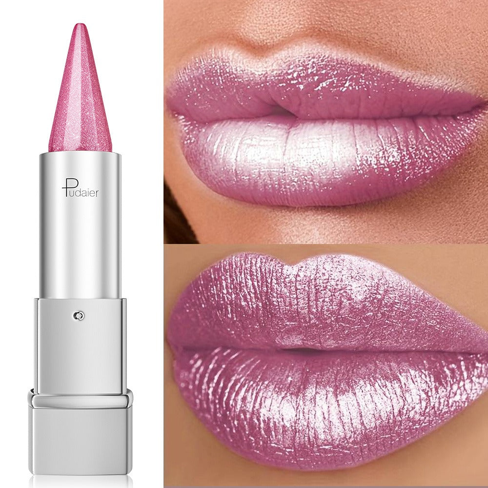 24H Waterproof Metallic Lipstick 5 Shades Pearlescent Sparkle Pearl Finish, for Makeup, Travel and Everyday Vanity Use — imag