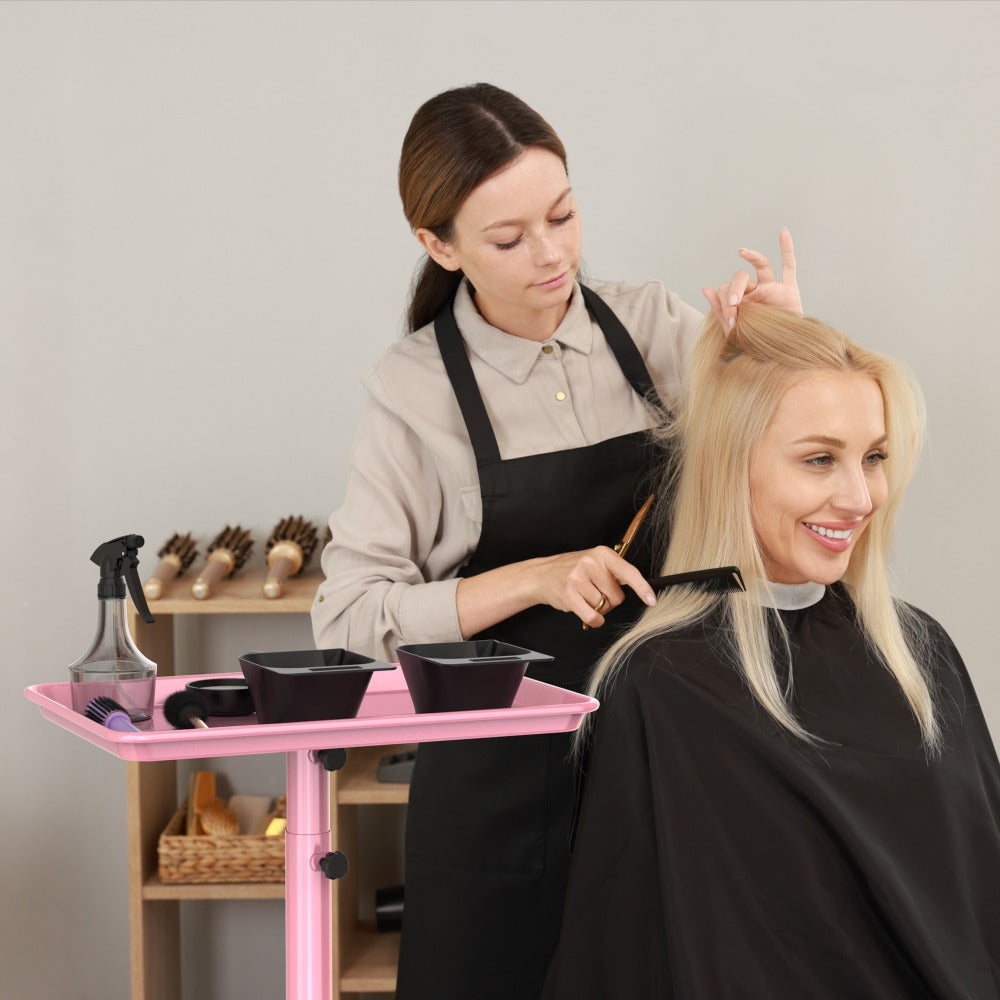 Adjustable Salon Tray Cart with 10 Disposable Covers and Gold or Pink Finish on Rolling Casters — image 24
