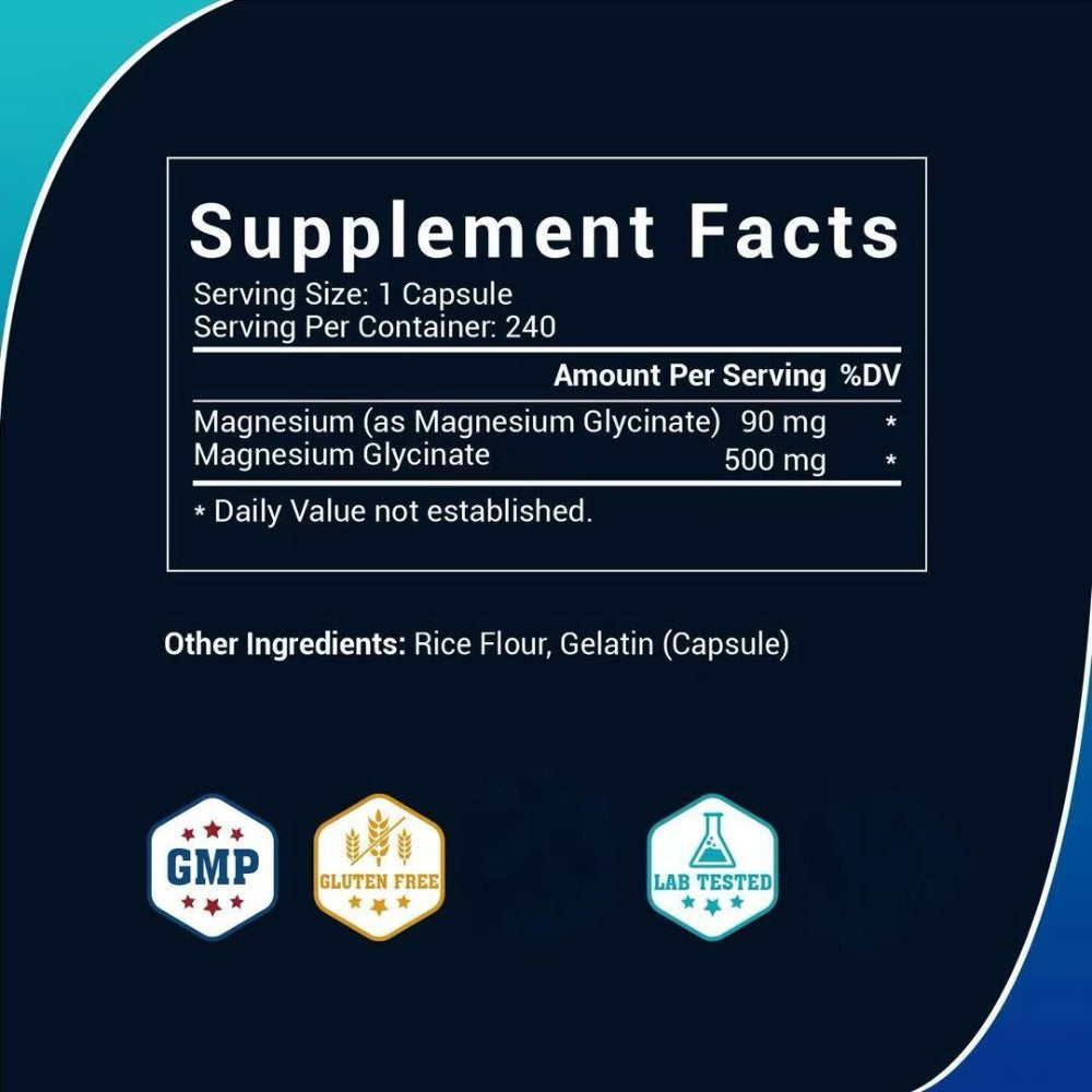 Magnesium Glycinate 500mg Chelated Capsules, Deep Sleep, Stress & Relaxation Supplement for Women & Men — image 2