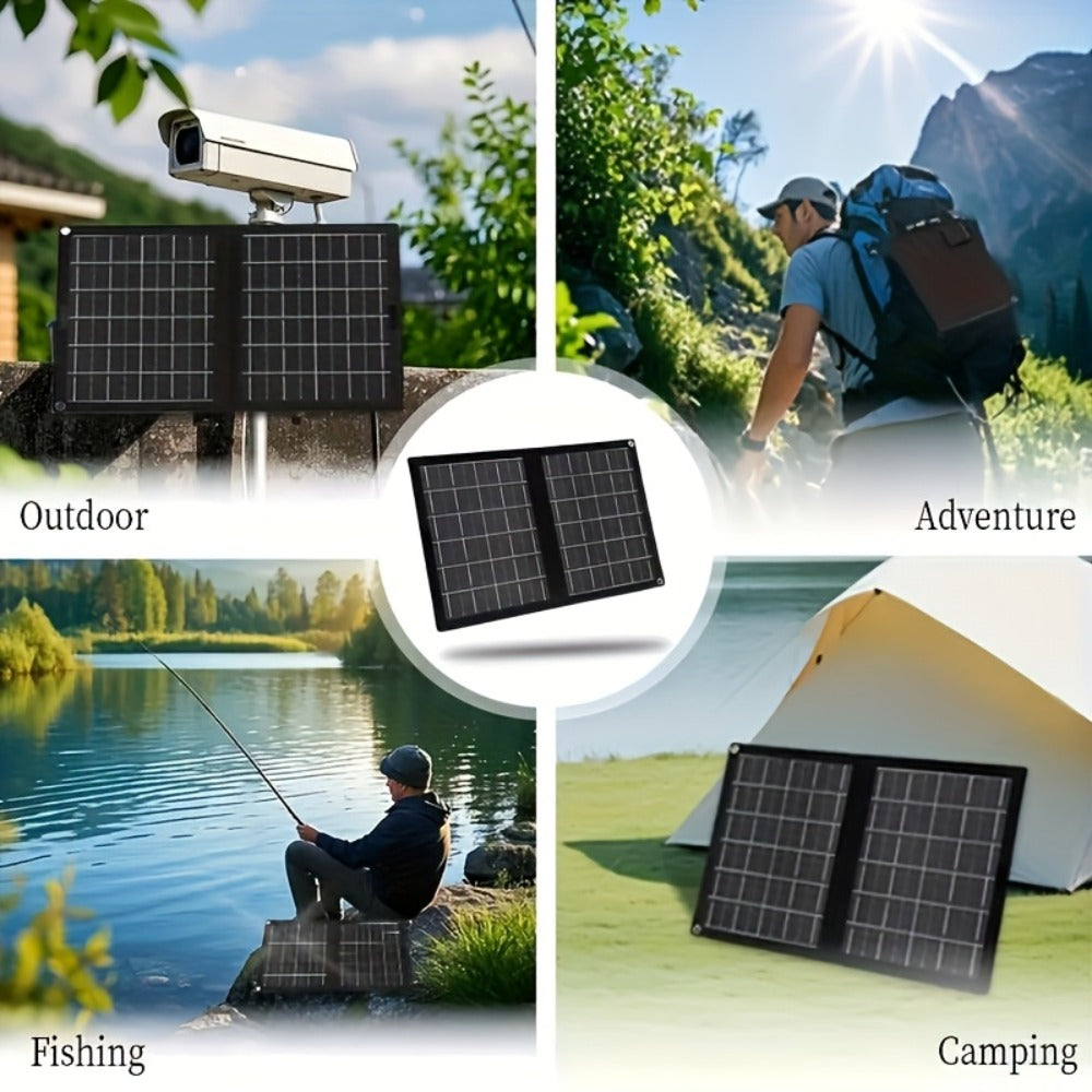 30W Foldable Solar Charging Panel – 2-in-1 Portable Design, USB Port, Fast Charge for Smartphones, Tablets & Action Cameras —
