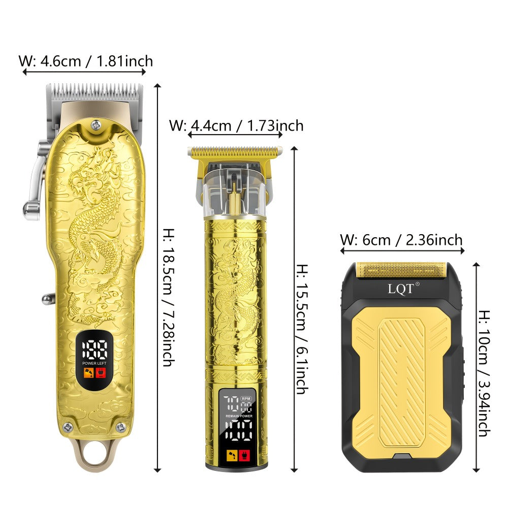 Hair Clippers & Trimmers LQT Golden Dragon Three-Piece Set with LCD Displays, USB Cables and Gift Box — image 4
