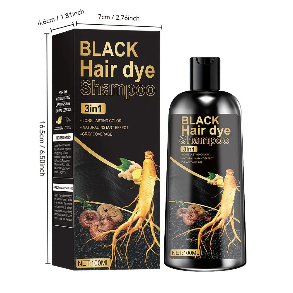 Plant Extract Hair Coloring Shampoo 100ml 3.38oz, Deep Scalp-Safe Gray & White Hair Coverage, Botanical Color — image 5