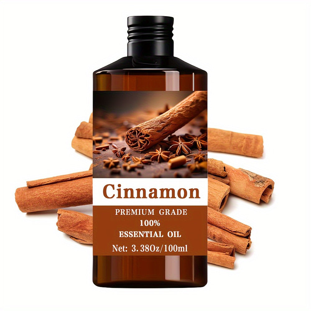 Essential Oil Cinnamon 100ml Dropper Bottle with Warm Sweet Spicy Scent for Diffuser and Massage — image 1