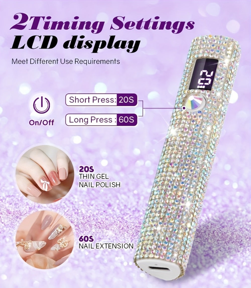 Rechargeable Single Finger LED Nail Lamp UV Gel Curing Light 365nm 405nm Dual Wavelength Rhinestone — image 7