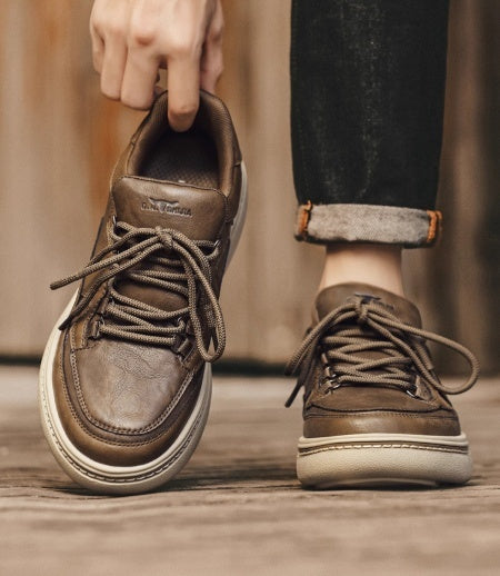 Men's Synthetic Leather Casual Sneakers - Affordable Everyday Trainers