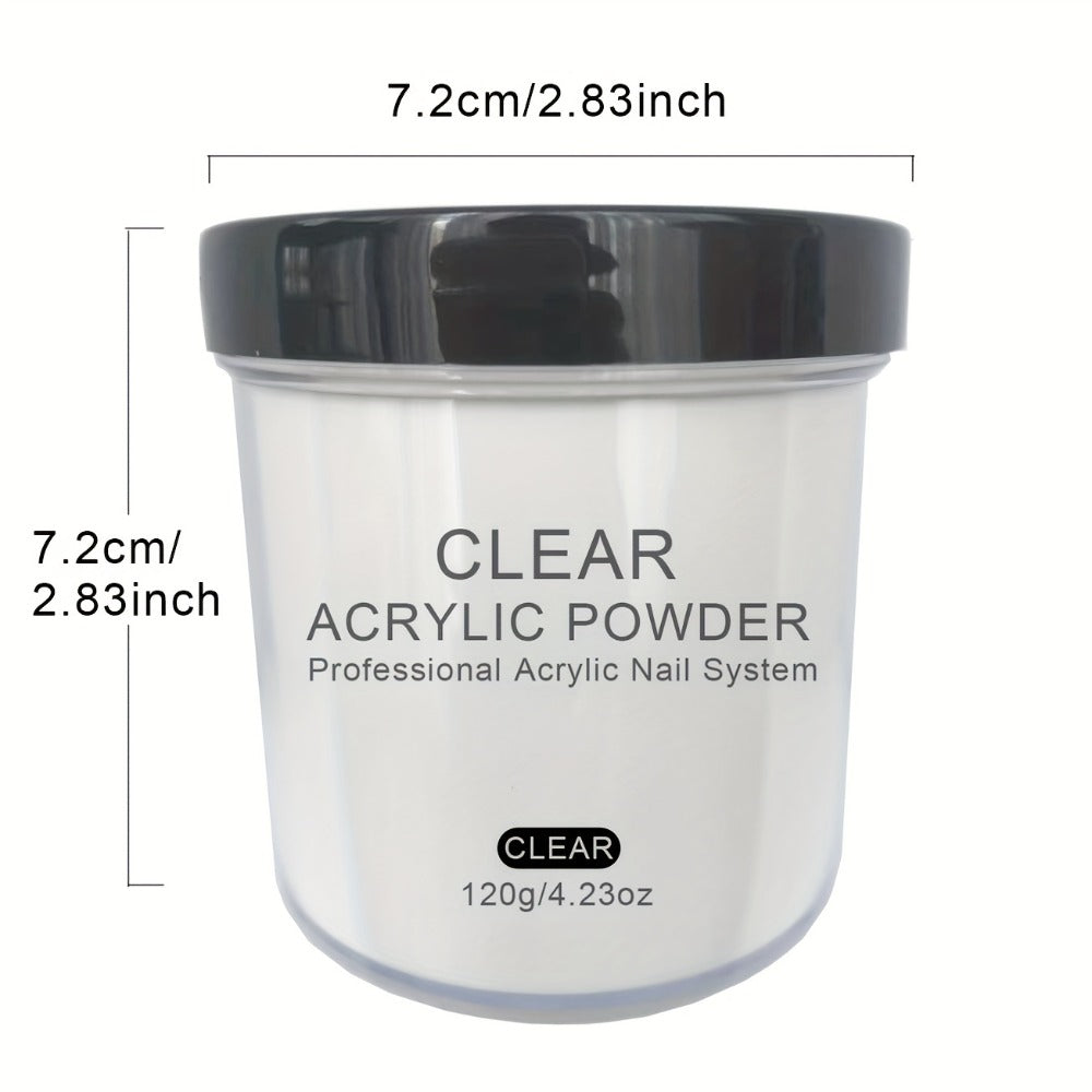 120g Acrylic Nail Powder Jar in Clear, Pinkish, Nude or White for Use with Compatible Acrylic Liquid — image 6