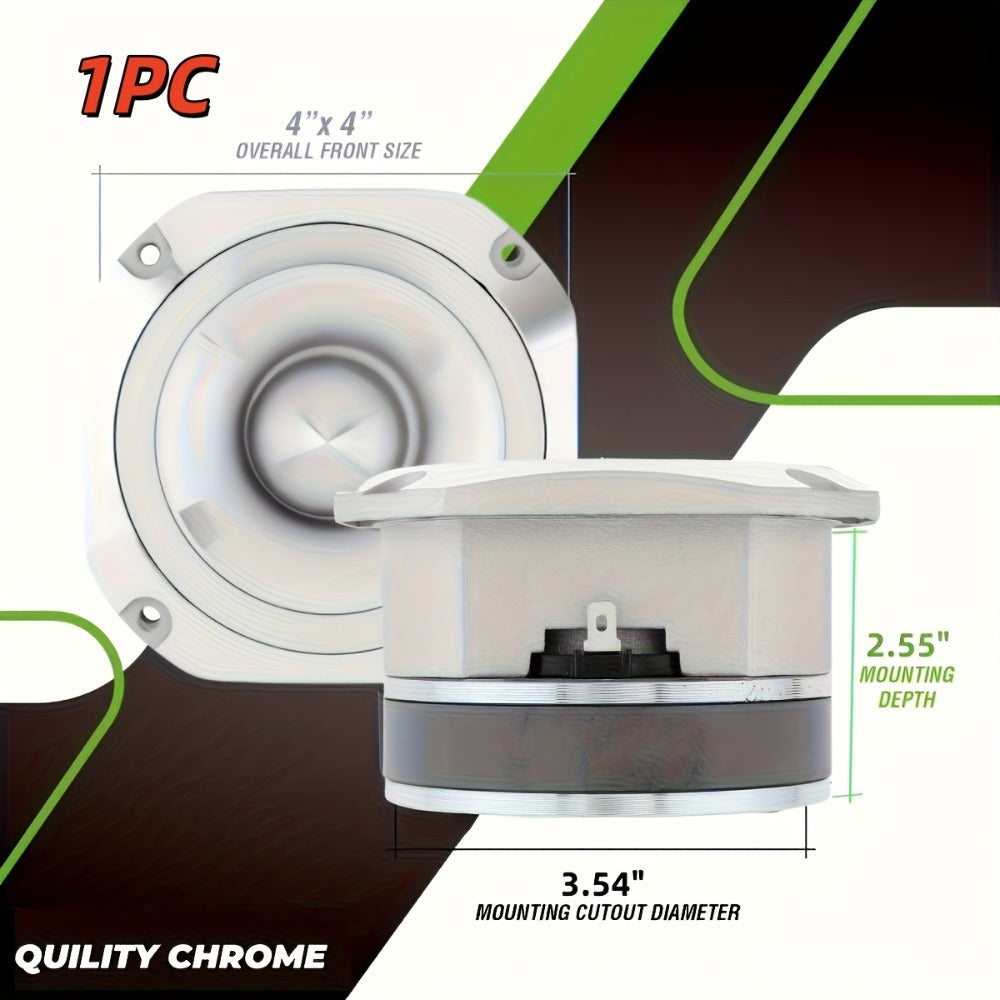 4 Inch Bullet Tweeter 600W Aluminum Frame – 6 Ohm Chrome HiFi Super Tweeter for Car Audio System, Stereo High-Frequency Speak