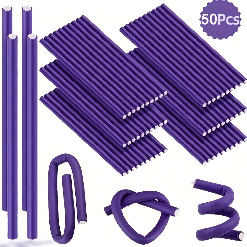 Flexible Foam Curl Formers 50pcs Heatless Curling Rods – Bendable Twist Hair Rollers for DIY Soft Waves & Spiral Curls, Short