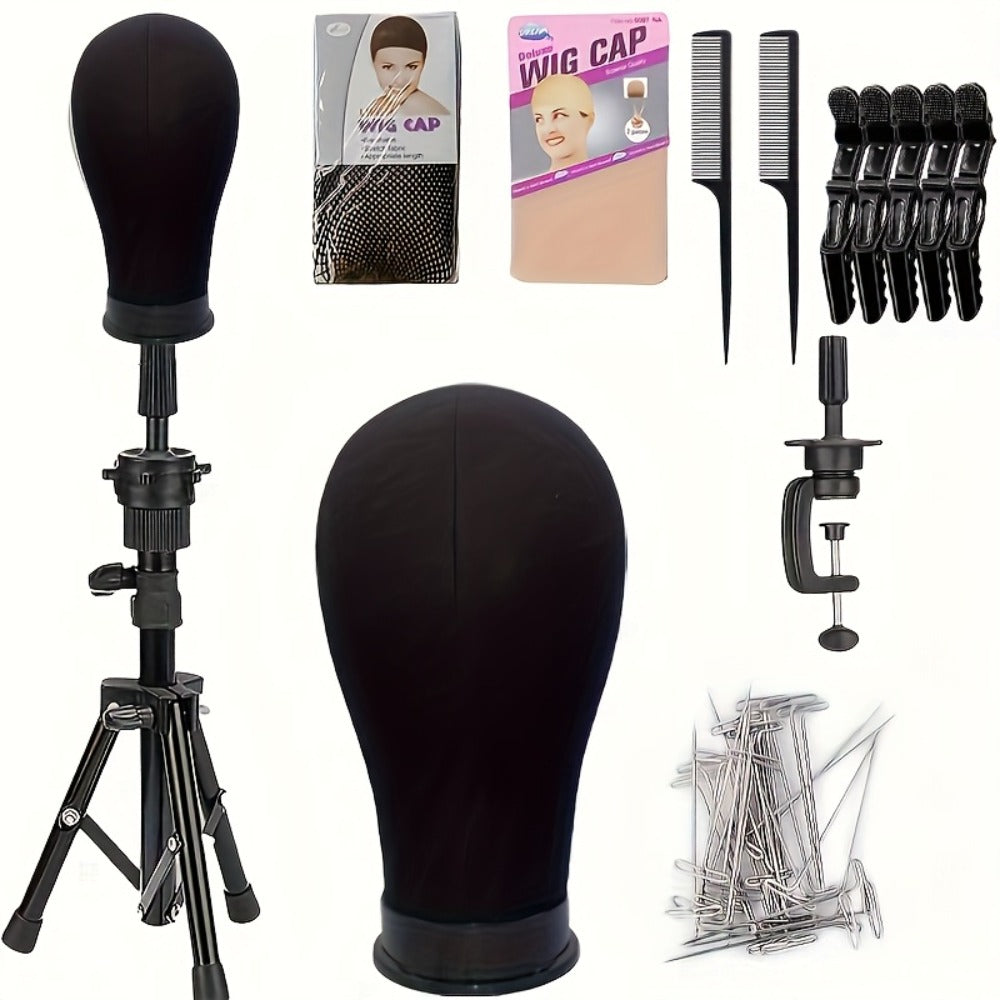 Mannequin Head Wig Stand Set with Adjustable Tripod 22 Inch Cosmetology Manikin Head for Wigs Styling Practice Display Pink B