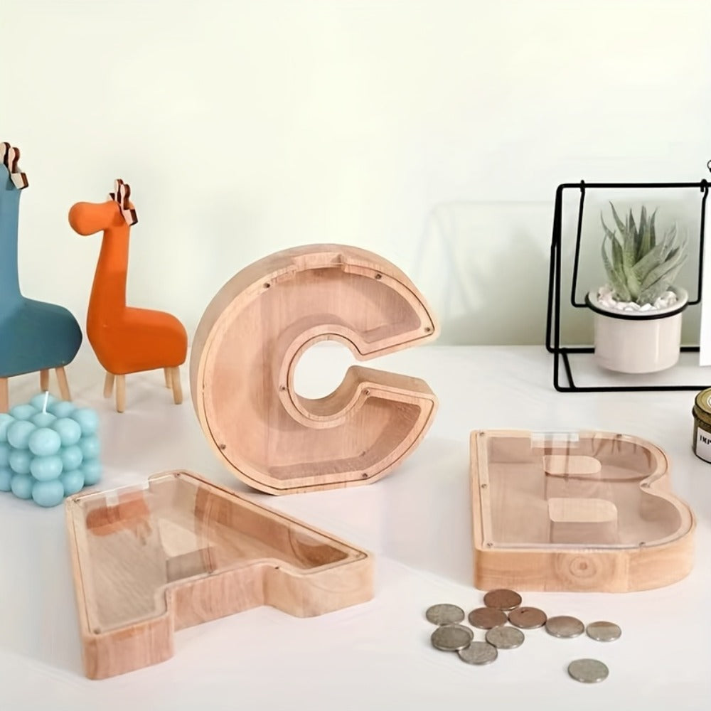 Wooden Letter Penny Bank – Alphabet Coin Bank Savings Box for Kids & Adults, Personalized Money Bank Birthday Gift — image 11