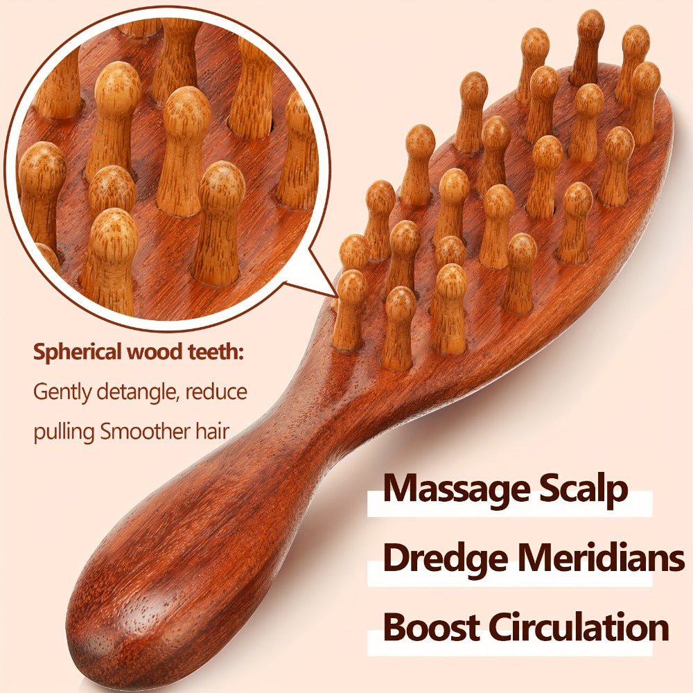 Sandalwood Loc Comb Wide Tooth 2 Pcs Wooden Ergonomic Detangling Comb for Dreads Locs Curly, for Home, Travel and Salon Hair 