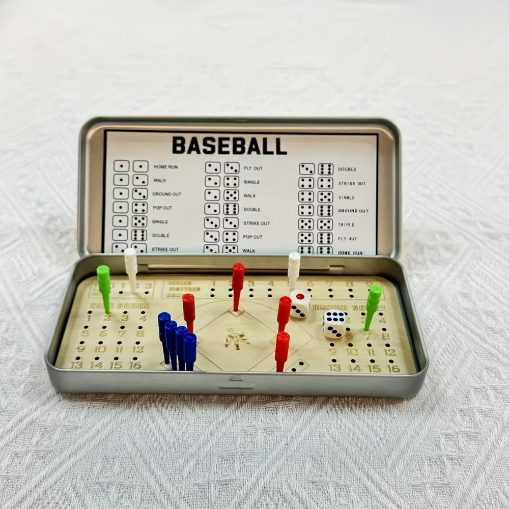 Sports Travel Board Game Set – Portable Wooden Baseball Softball Football Finger Dice Tabletop Game for Family Game Night — i