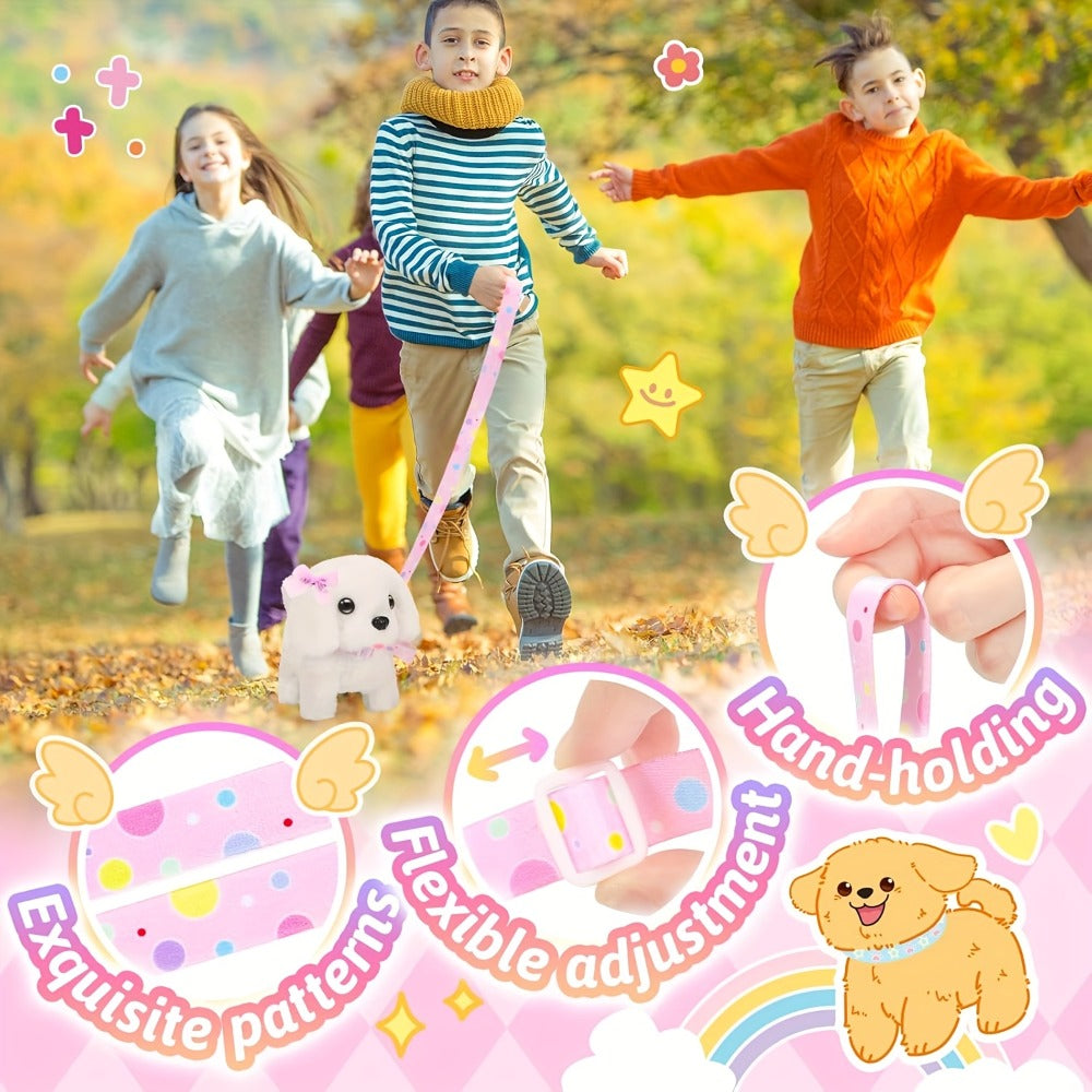 Plush Toy White Electronic Puppy with Walking, Barking, Tail-Wagging Action, Leash and Bow — image 6