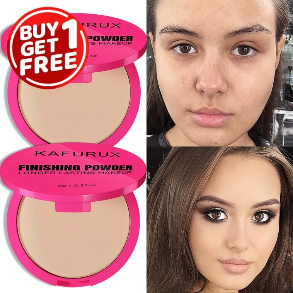 Pressed Powder Foundation 2 Pcs Set Waterproof Sweatproof Lightweight Buildable Coverage, for Makeup, Travel and Everyday Van