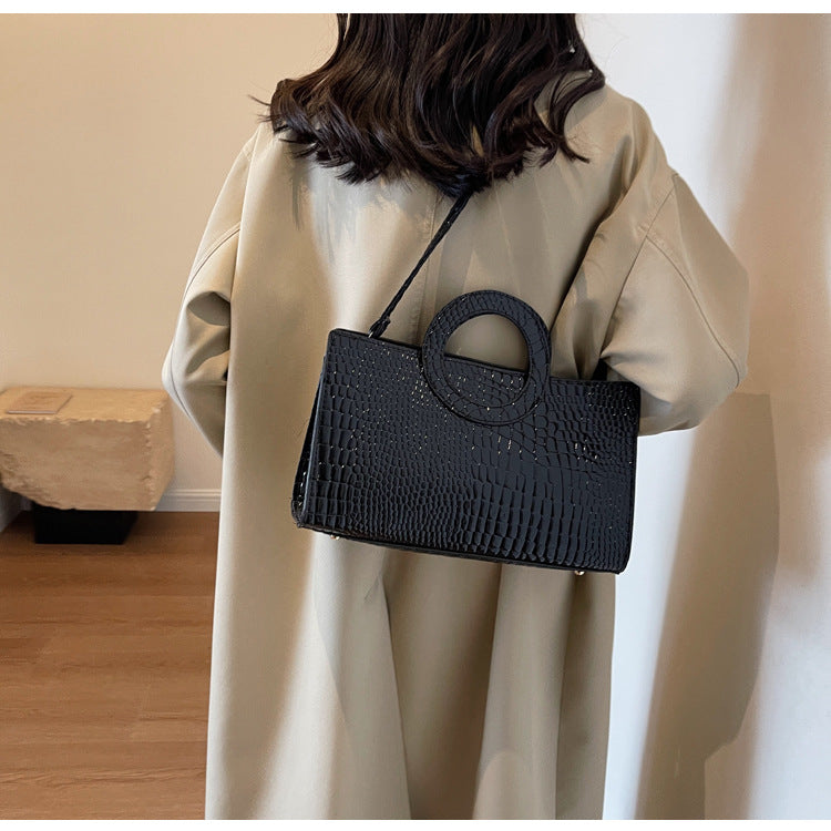 Fall Winter Fashion Retro Handbag Stone Texture Niche Bag Simple Women