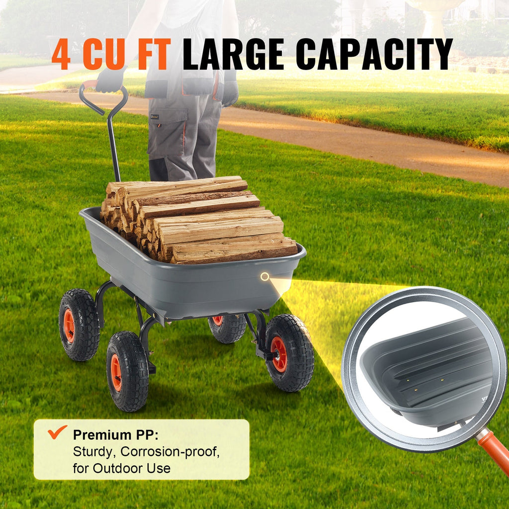 Garden Dump Cart Convertible Flatbed Utility Wheelbarrow with 2-in-1 Handle, Removable Side Panels — image 4