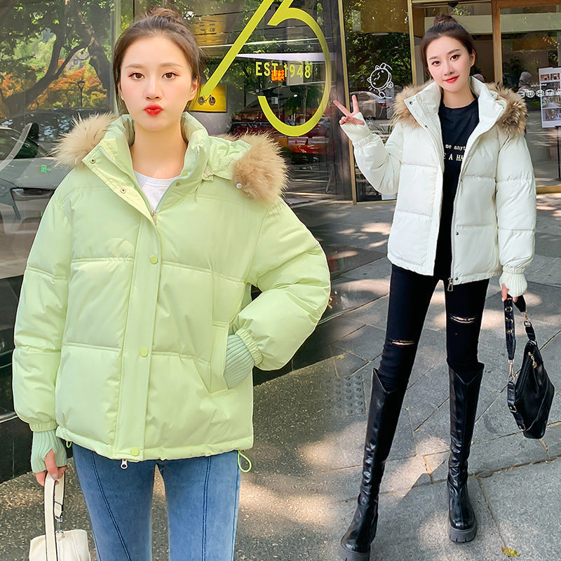 Loose Hooded Gloves Thickened Thermal Quilted Jacket Coat For Women