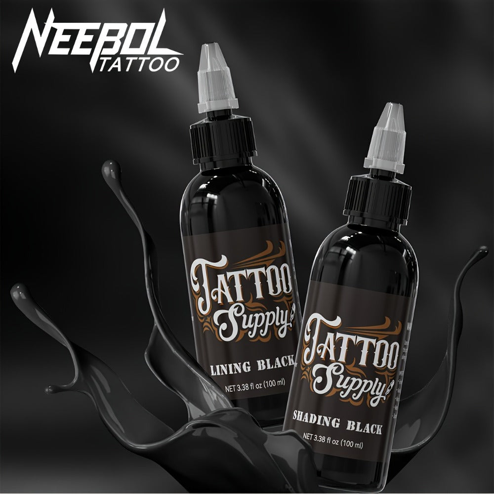 Tattoo Ink Neebol Lining and Shading Black Bottle Options in 100ml or 250ml with Four with Item-Specific Color, Capacity and 