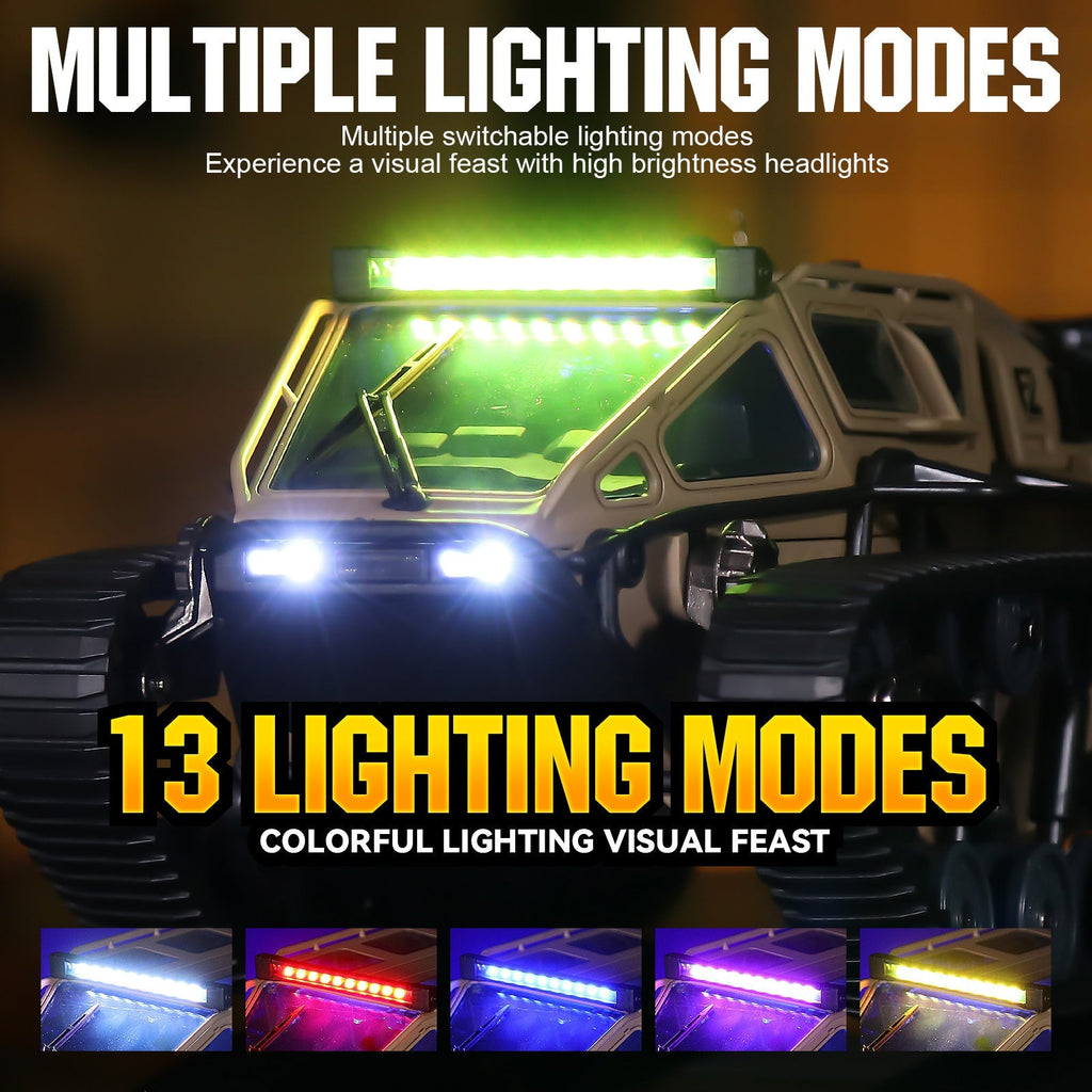 Full-Proportional RC Tracked Tank with LED Lights, Alloy Door Open Military War Vehicle Off-Road Remote Control Tank for Kids