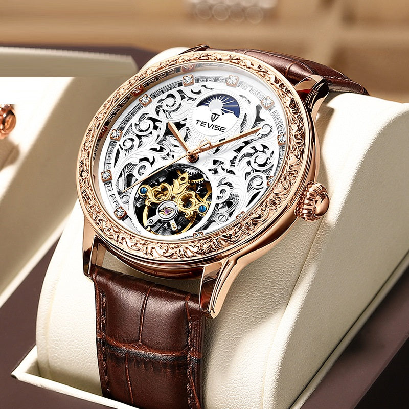 Business Casual Waterproof Hollow Out Men's Mechanical Watch