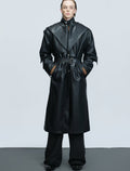 Waist-tight Copper Coin Buckle Below The Knee Trench Coat