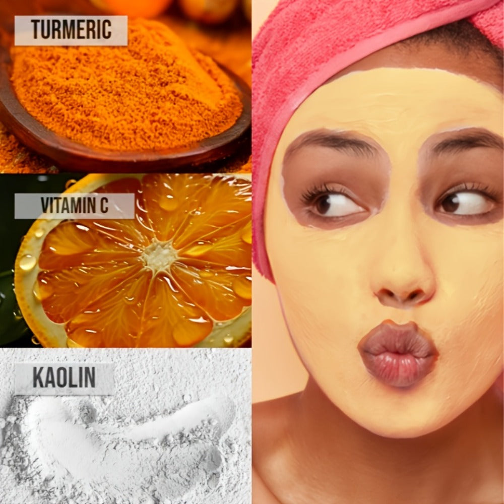 Face Mask, HICREAM Turmeric Vitamin C Kaolin Clay Formula in Jar Packaging for Rinse-Off Facial Use — image 3