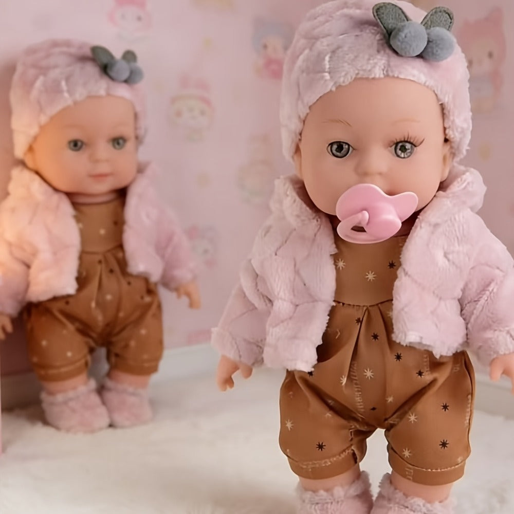 Reborn Doll, 12-Inch Mini Figure with Pink Hat, Socks, Clothing and Optional Pacifier Sets — image 9