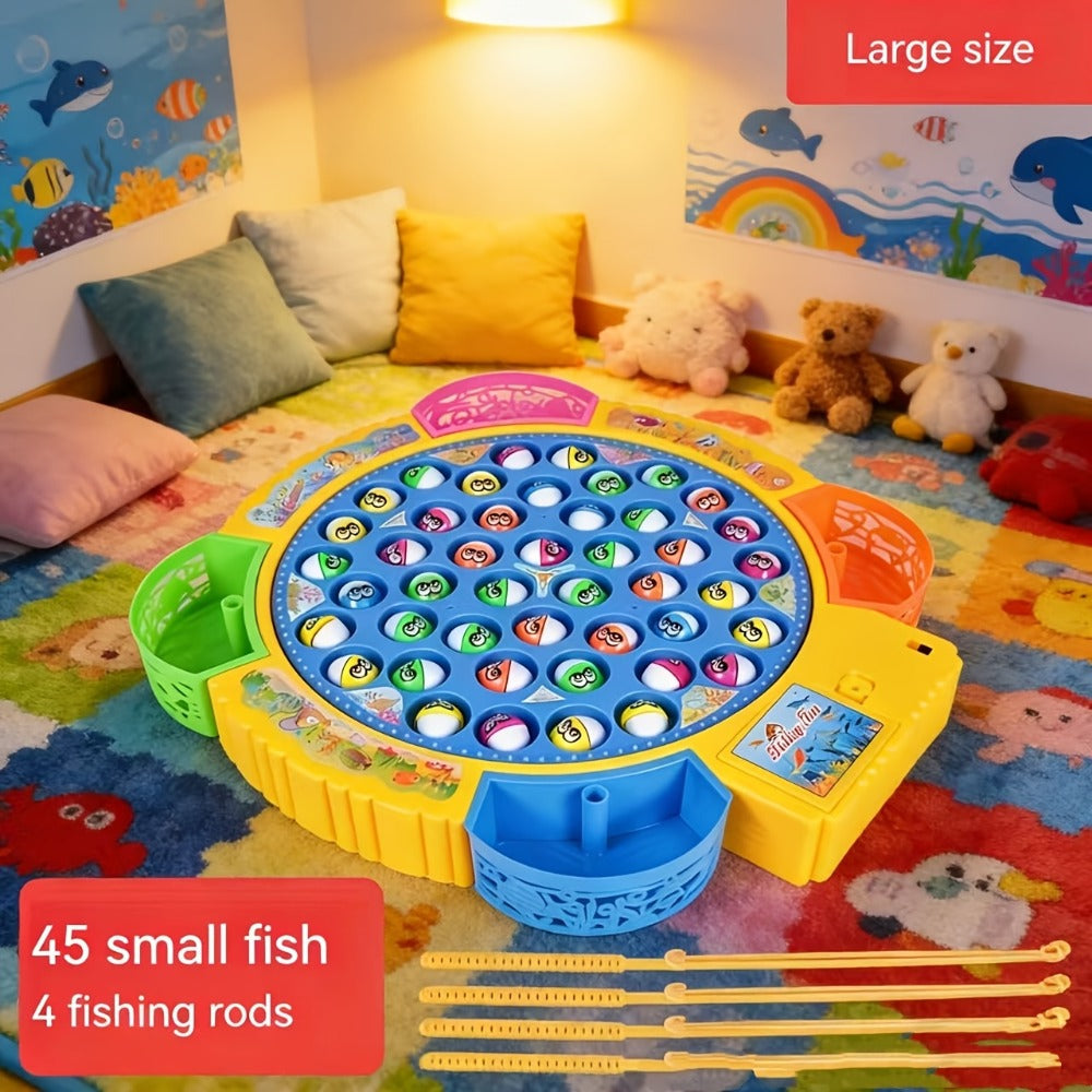 Electric Musical Fishing Game Toy for Kids, Rotating Fishing Board with Colorful Fish, Lights & Music — image 7