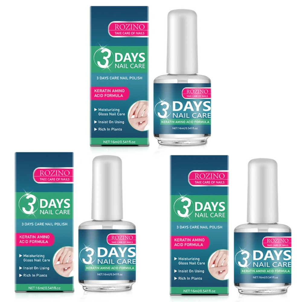 Keratin Nail Strengthening Oil 3-Pack – 3-Day Visible Results Quick-Drying Moisturizing Nail Care Oil, Prevents Peeling Break