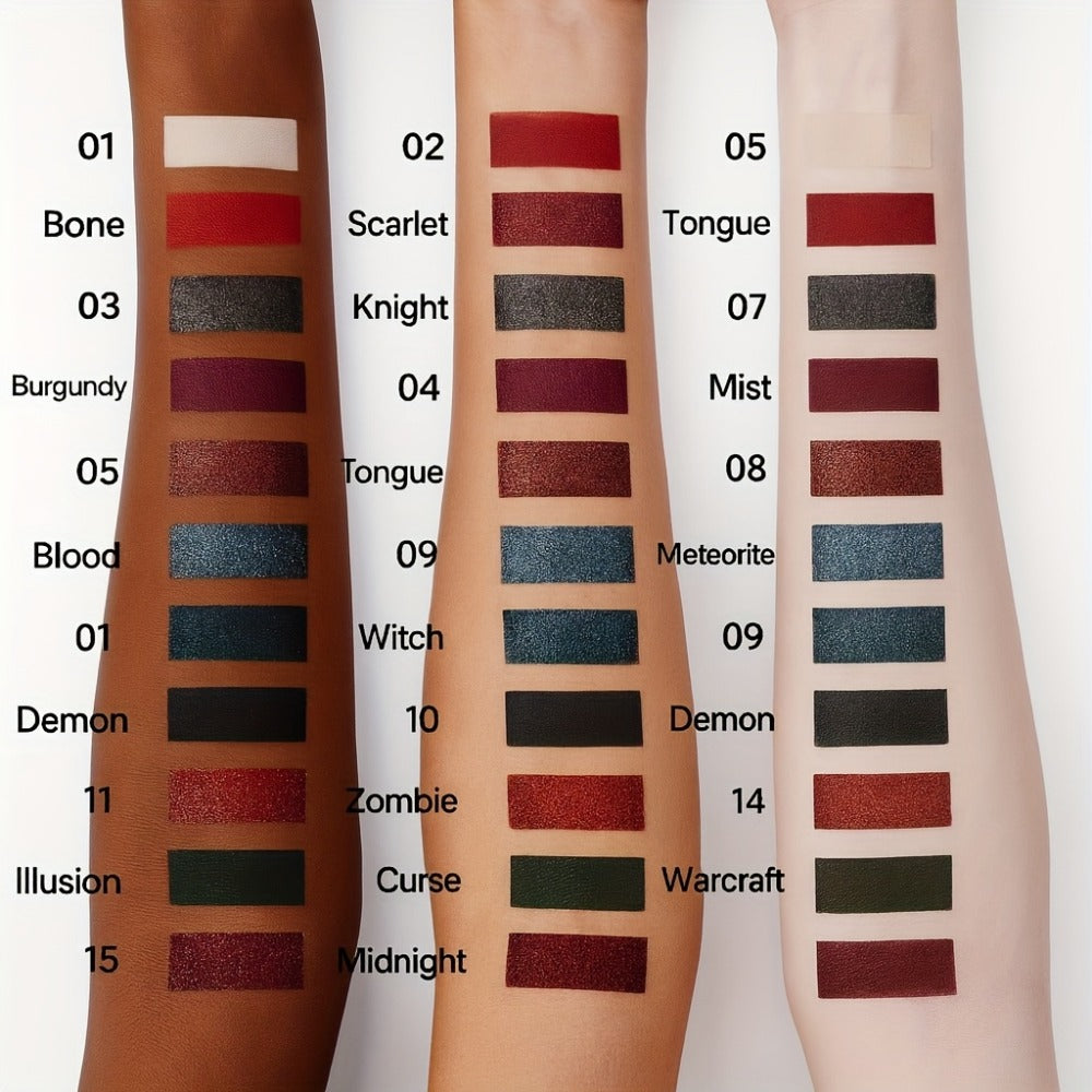 Eyeshadow Palette 15-Shade Dark Gothic Color Mix with Matte, Shimmer and Glitter Finishes in Black Case — image 9
