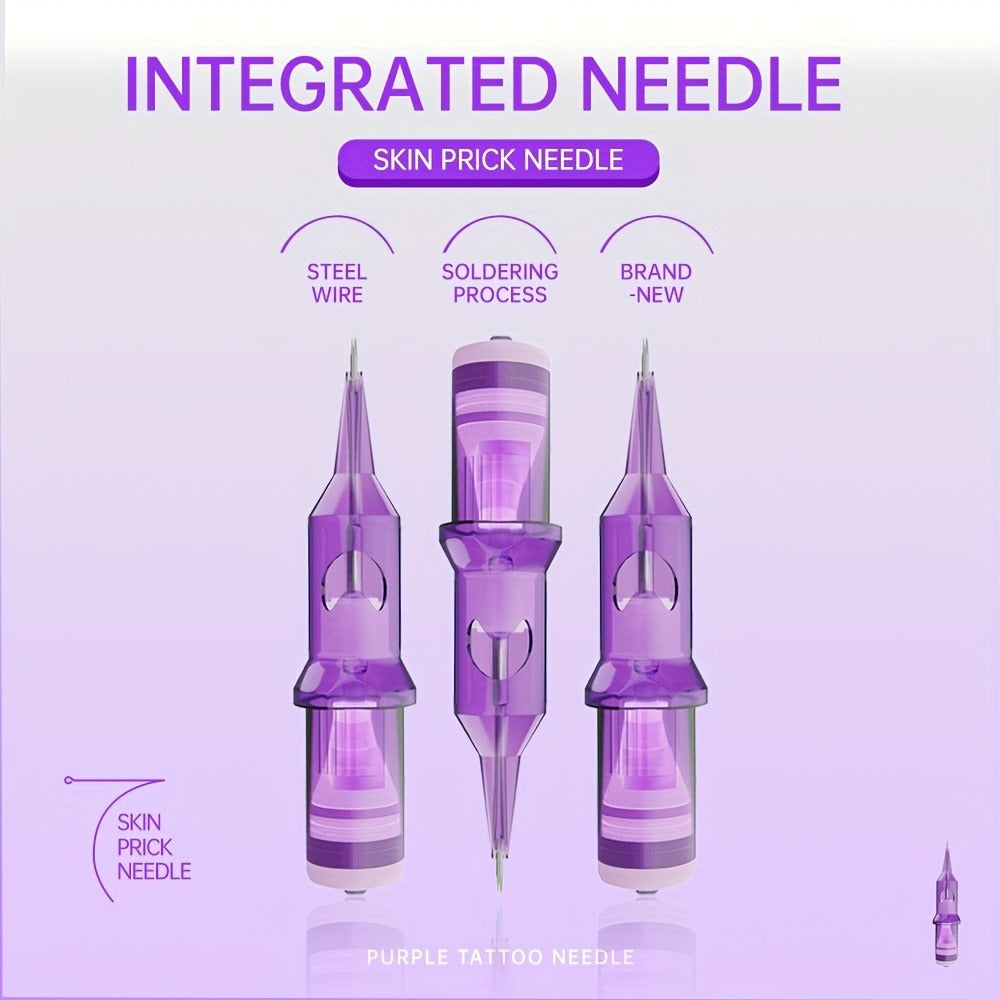 Tattoo Cartridge Needles 30 50pcs Purple RL RS RM M1 Mixed Sizes - Tuffking Disposable for Temporary Body Art, Festivals and 