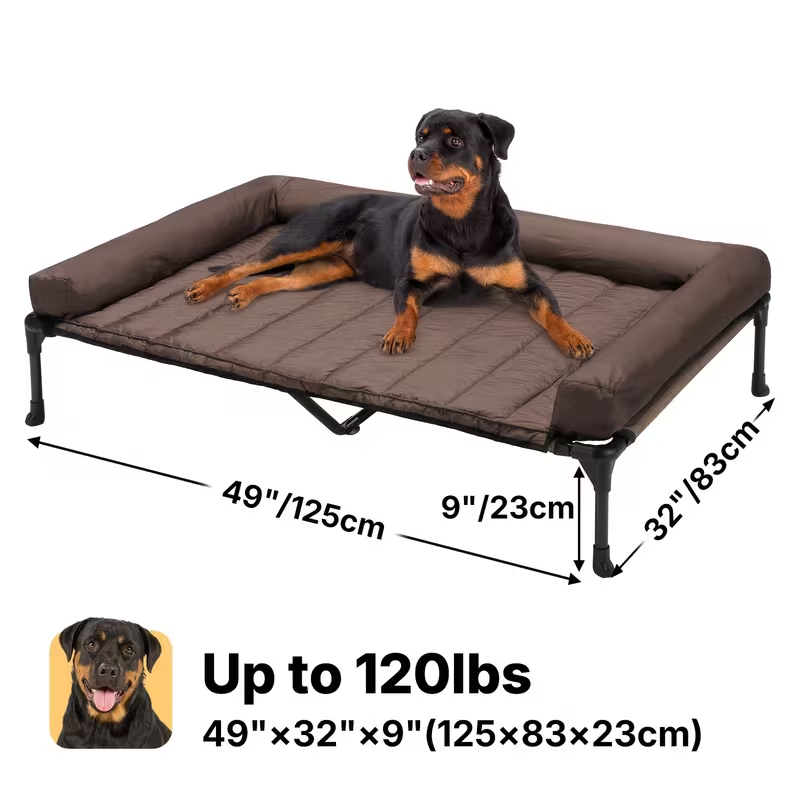 Elevated Dog Bed with Teslin Mesh Cot, Powder-Coated Steel Frame and Removable Bolster Top in Four Sizes — image 27