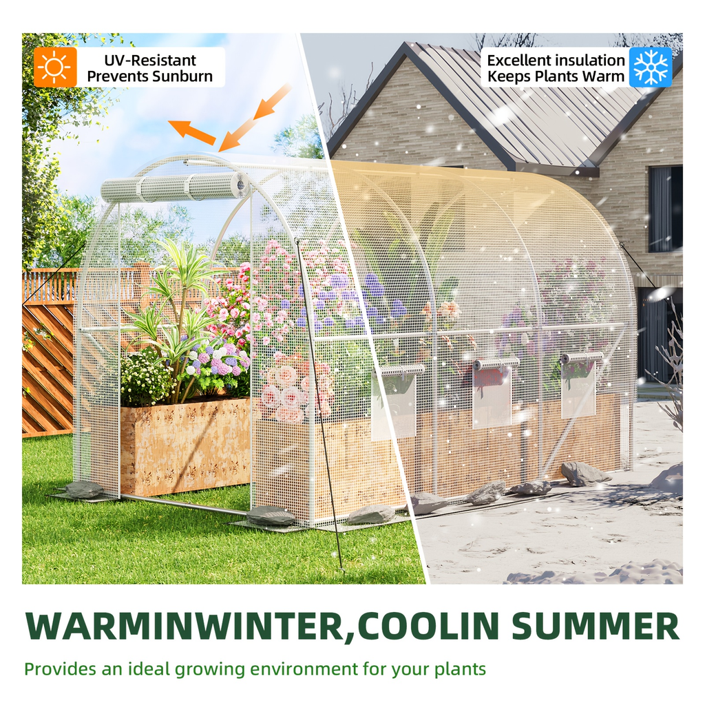 Outdoor Walk-In Greenhouse 10x6.6x6.6 FT – Dual Zippered Screen Doors, 6 Screen Windows & Reinforced Frame — image 7