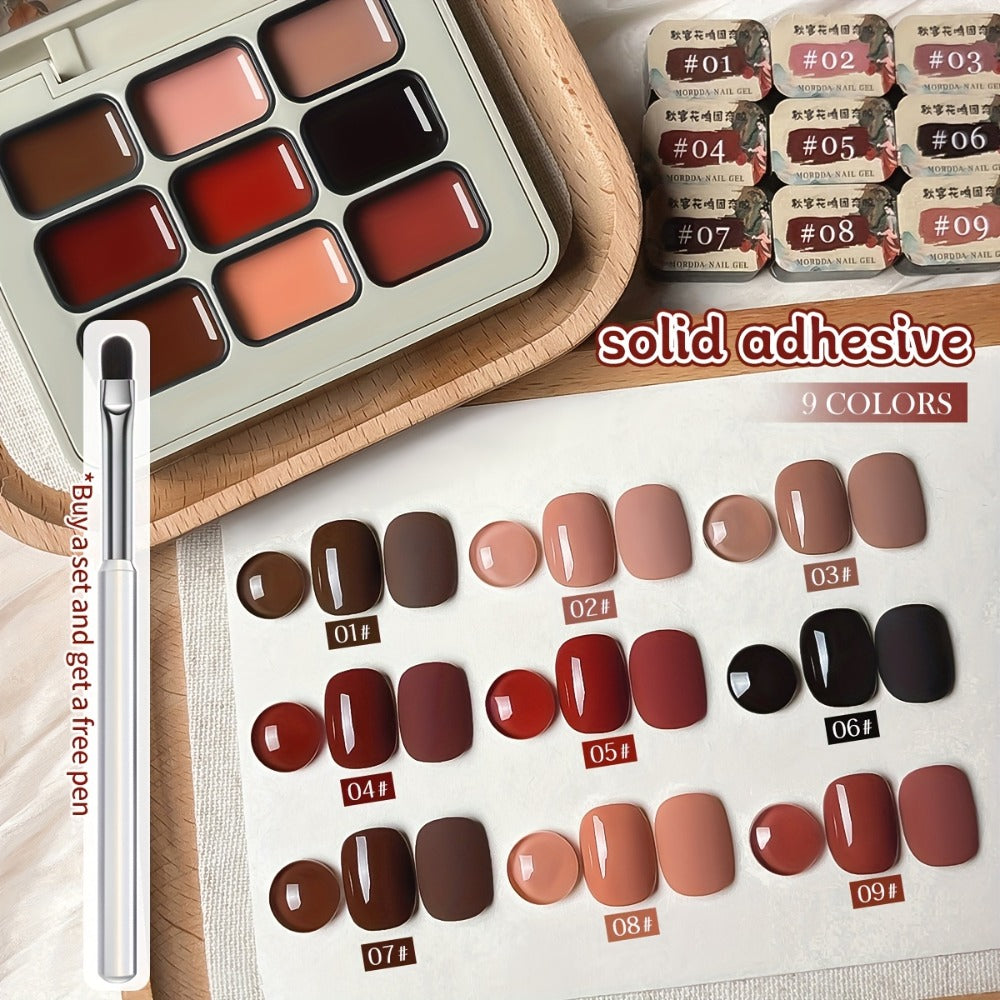 Gel Nail Polish MORDDA 9-Color Autumn Harvest Set with Solid Shades and Included LED Curing Pen for Nail Art — image 6