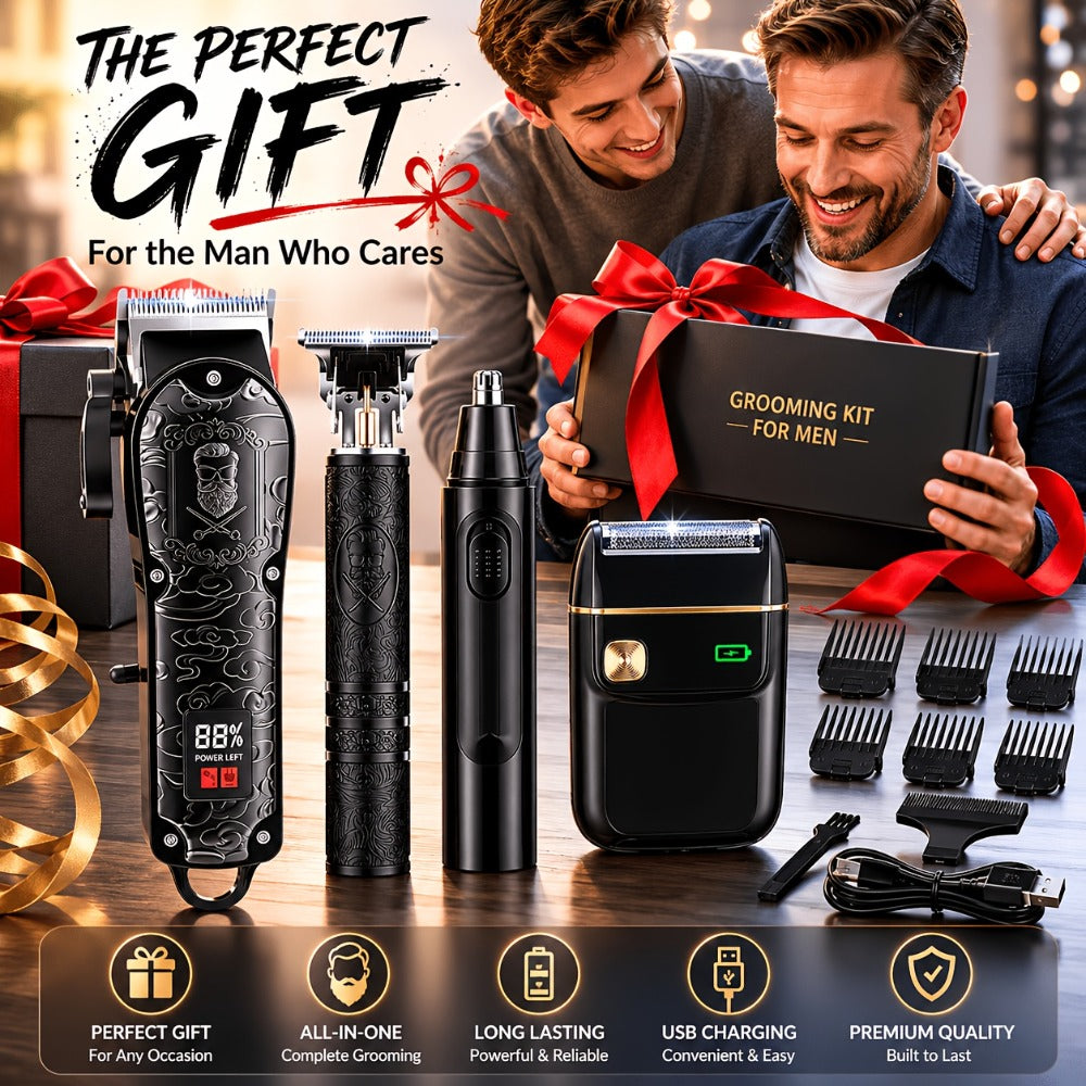 Men's Grooming Kit Hair Clipper & Electric Shaver USB Rechargeable Cordless LED Display – Precision Beard Trimmer Face Shaver