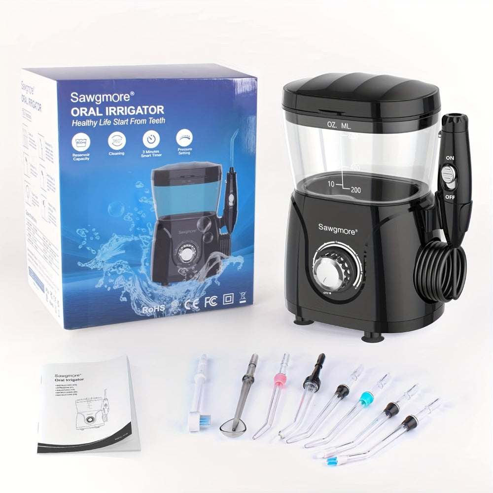Water Flosser for Teeth & Braces 600ml Large Tank – 10 Adjustable Pressure Levels 8 Nozzles IPX4 Waterproof Professional Oral