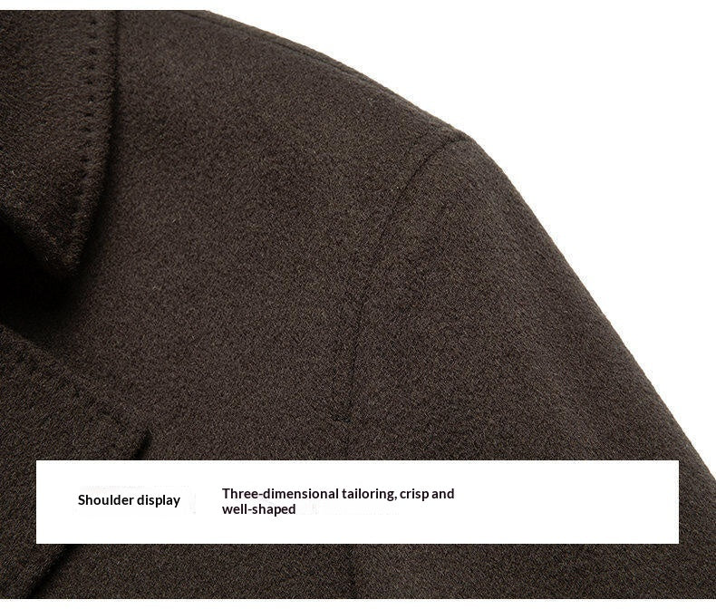 Arrival Long Double-Faced Wool Coat With Detachable Goose Down Lining And Double-Breasted Design